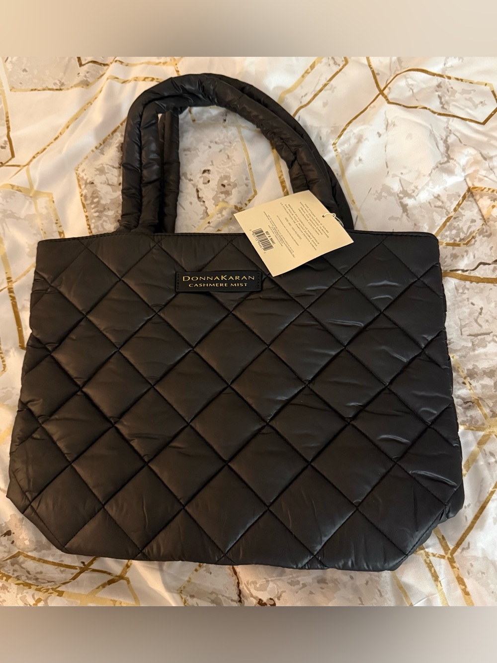 Donna Karan Black Quilted Puffer Tote